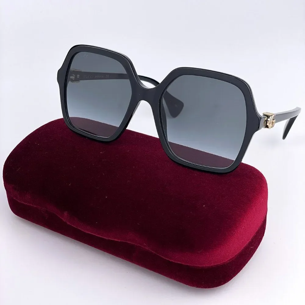 NEW GUCCI GG1072S 001 Black Gray Gradient Square Women Sunglasses